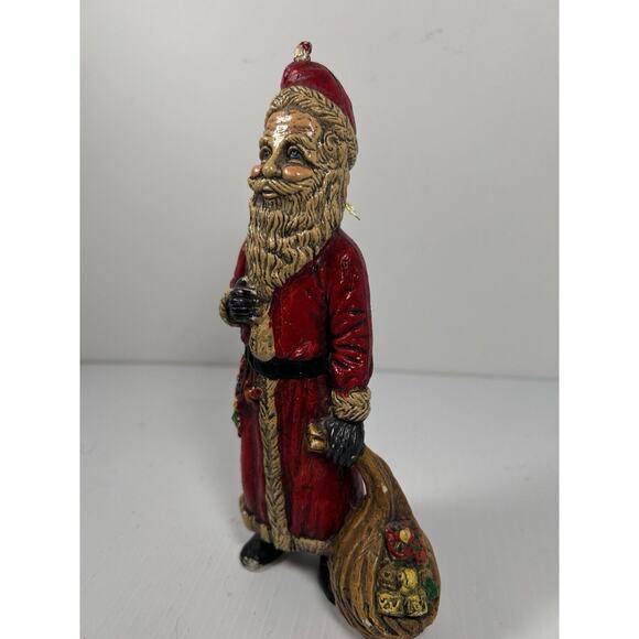 Vtg 8.5" Plastic Santa Claus W/Toy Sack Blow Mold Tabletop Ornament Rosy Cheeks - Picture 3 of 9